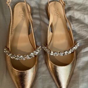 Badgley Mischka gold flats